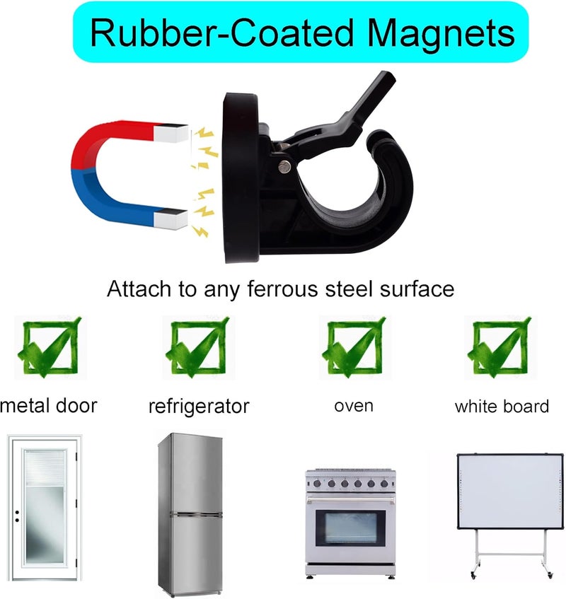 YYST Magnetic Towel Holder Towel Rack Towel Hook Hanger for Door, Refrigerator, Kitchen Stove, Oven, Dishwasher, Laundry Washing Machine- Kitten Proof (1, Black) - Image 3